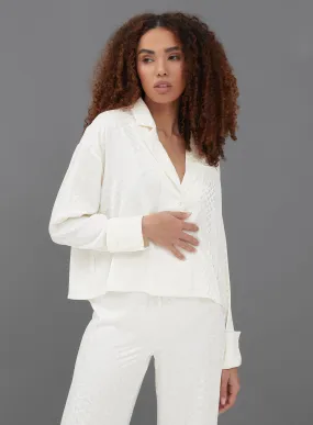 Cream Boxy Jacquard Shirt - Zaina