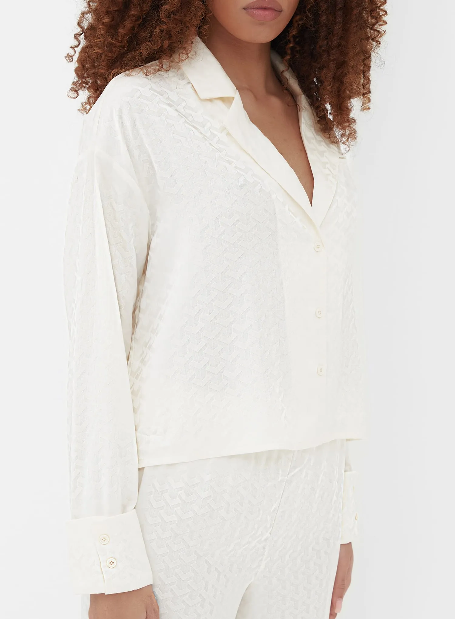 Cream Boxy Jacquard Shirt - Zaina