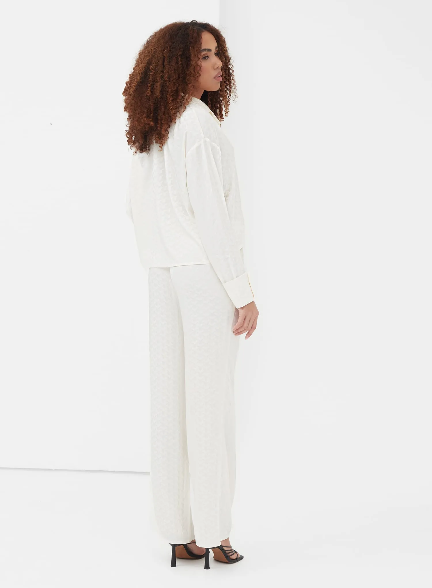 Cream Boxy Jacquard Shirt - Zaina