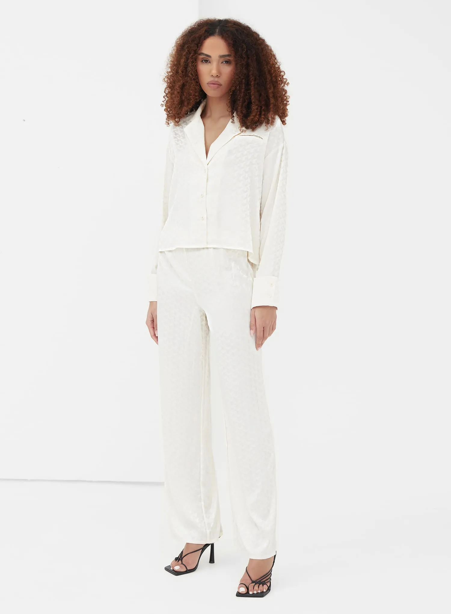 Cream Boxy Jacquard Shirt - Zaina