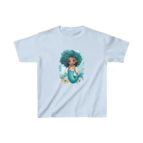 Cute Mermaid Design Kids Heavy Cotton Tee - Handmade Mandala Art