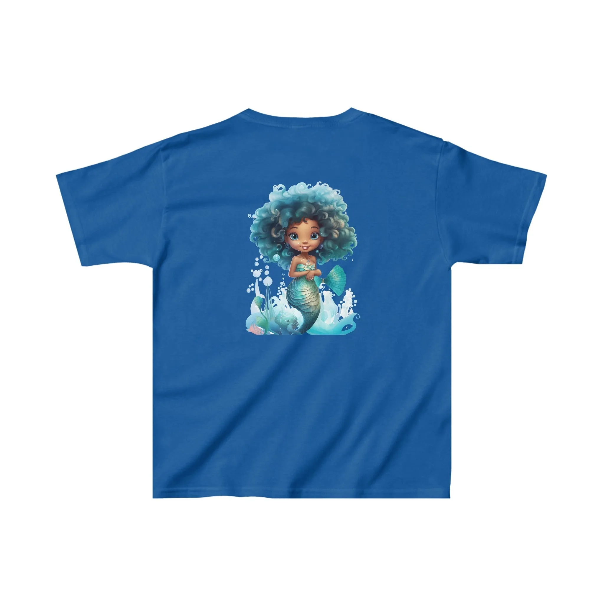 Cute Mermaid Design Kids Heavy Cotton Tee - Handmade Mandala Art