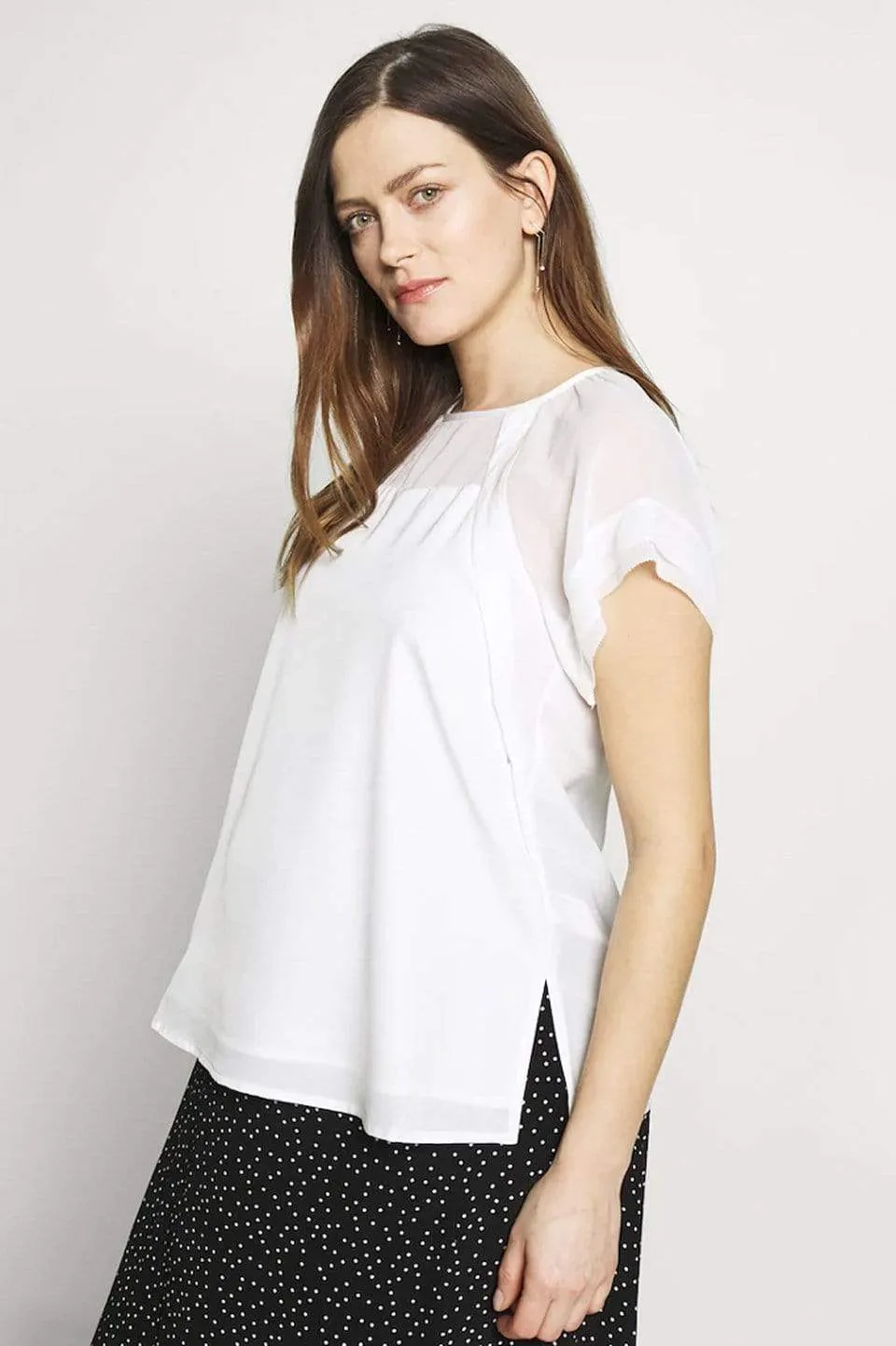 Debs Short Sleeve Nursing Top White