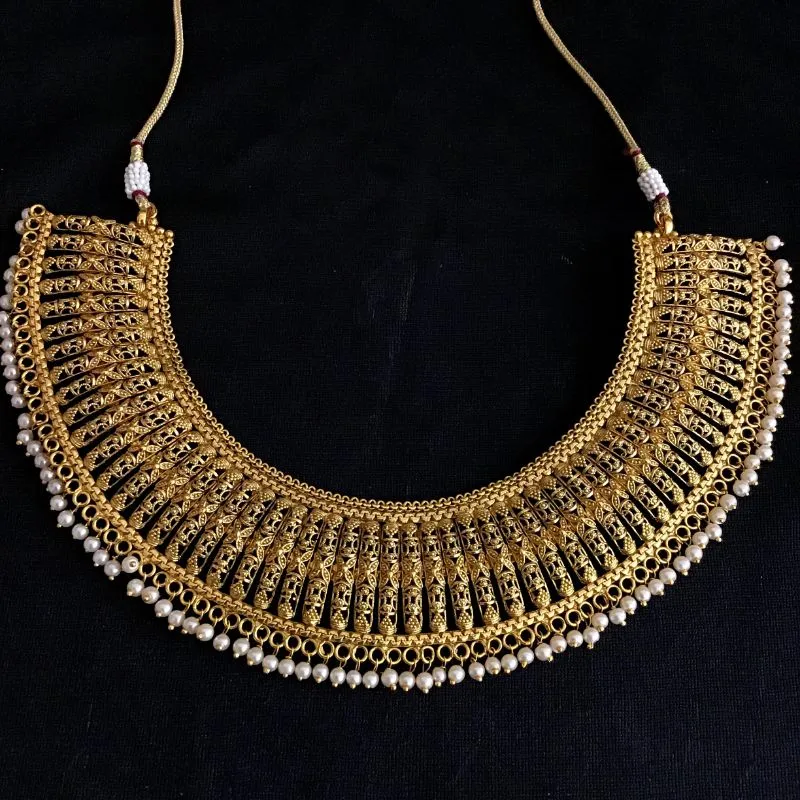 Gold Polish Round Necklace Set 3657-35925