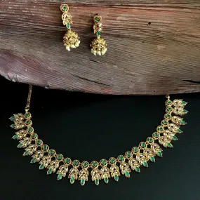 Green Gold Look Necklace Set 11463-7518