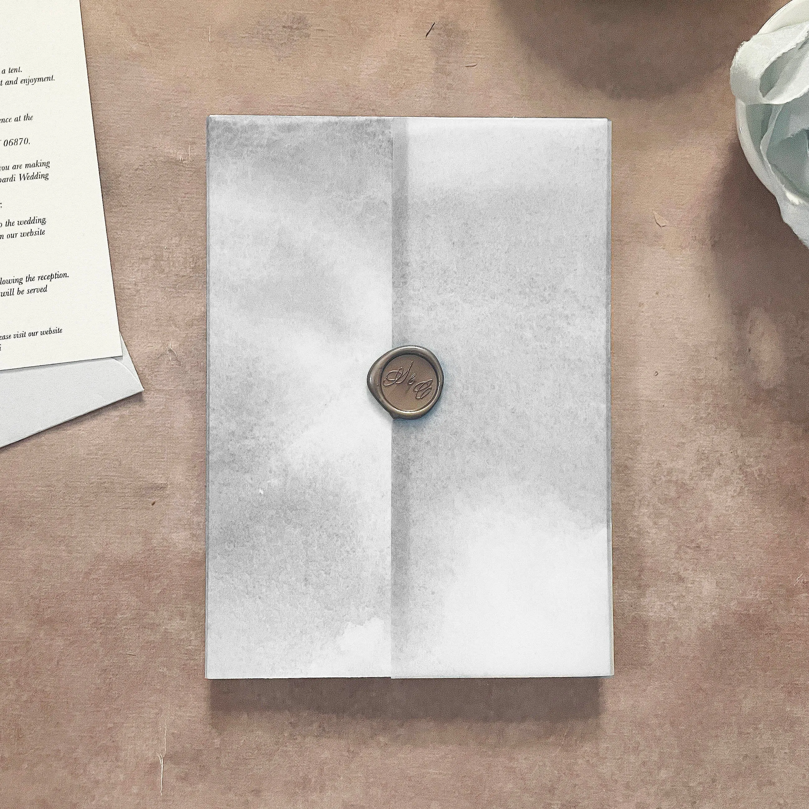 Grey Watercolor Vellum Wrap | A7 or A6 | Set of 10