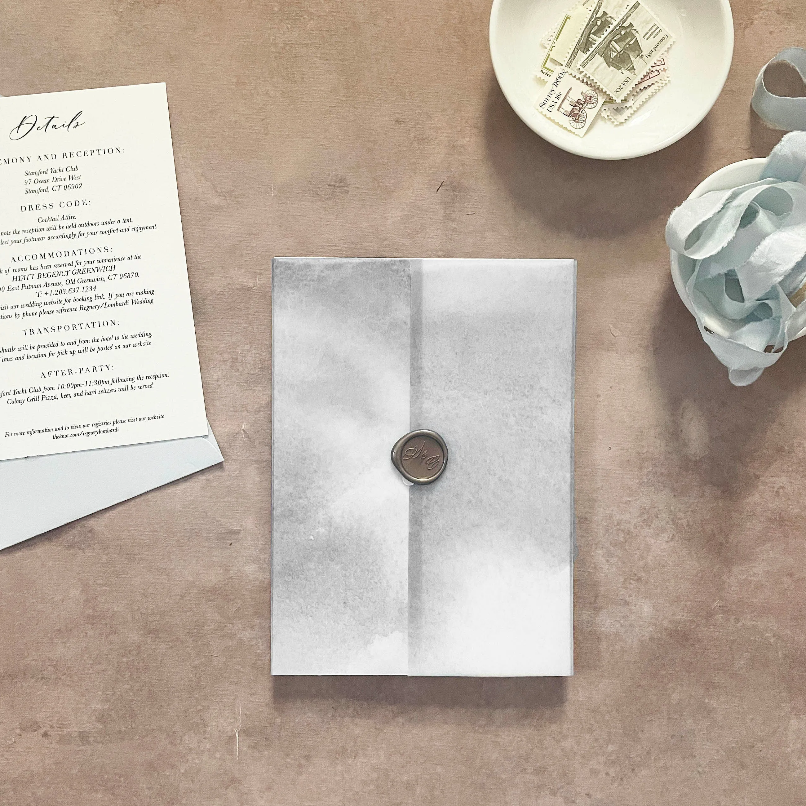 Grey Watercolor Vellum Wrap | A7 or A6 | Set of 10