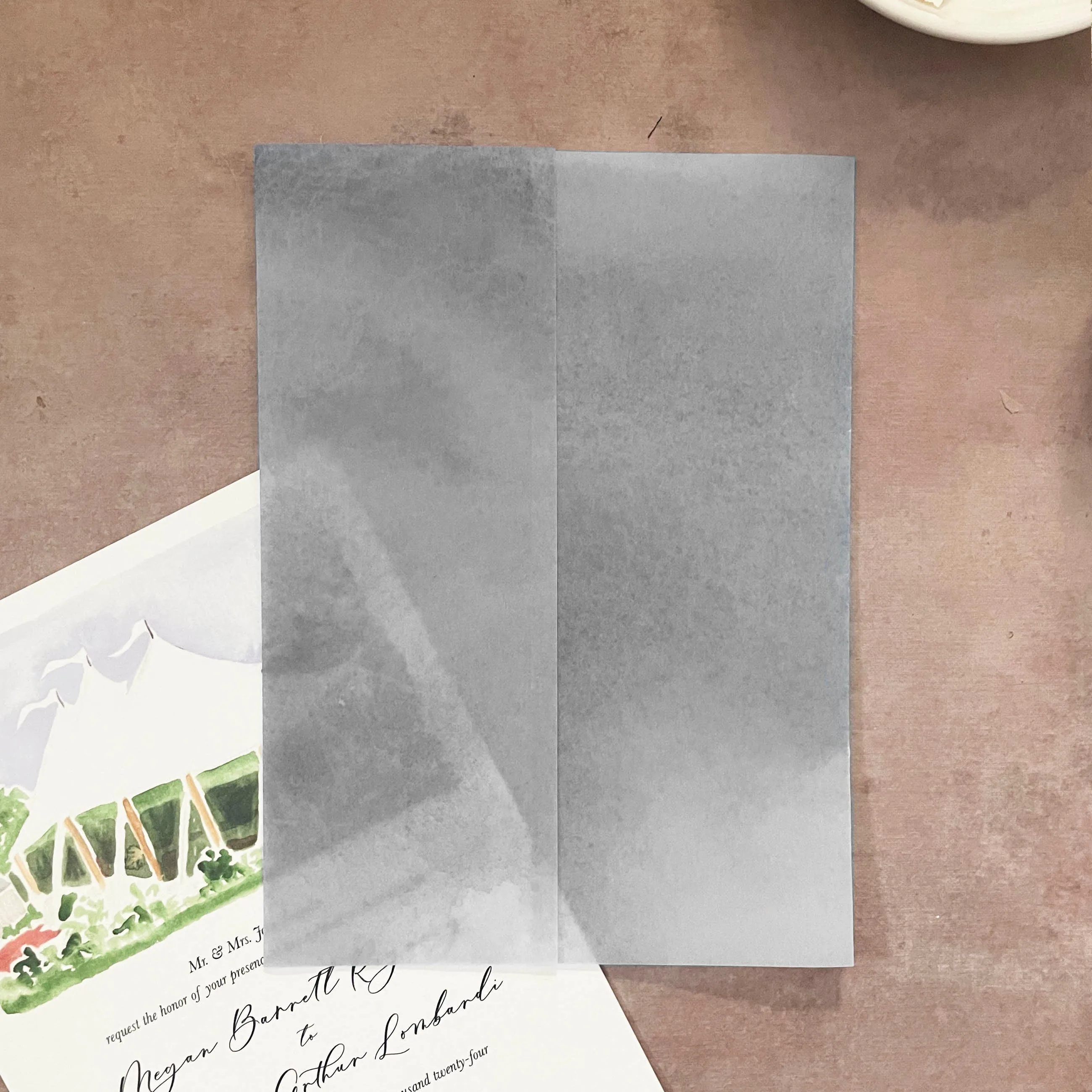 Grey Watercolor Vellum Wrap | A7 or A6 | Set of 10