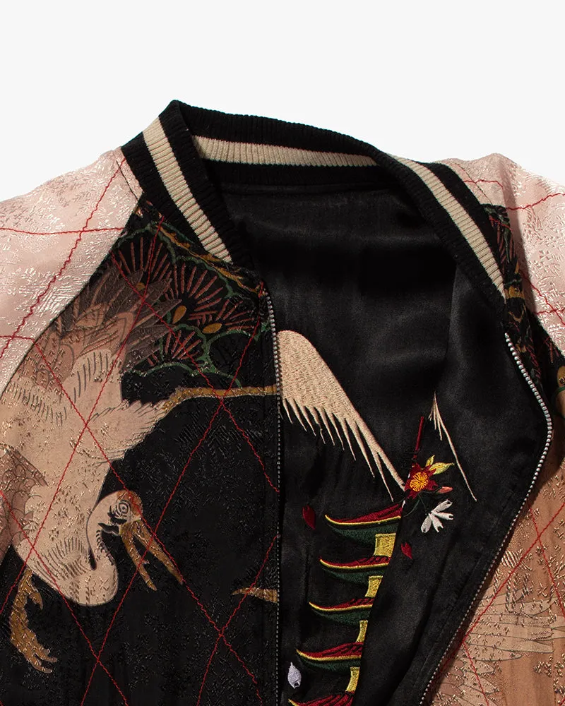 Japanese Repro Souvenir Jacket, Reversible, Hanatabi Gakudan, Black, Fuji and Maiko