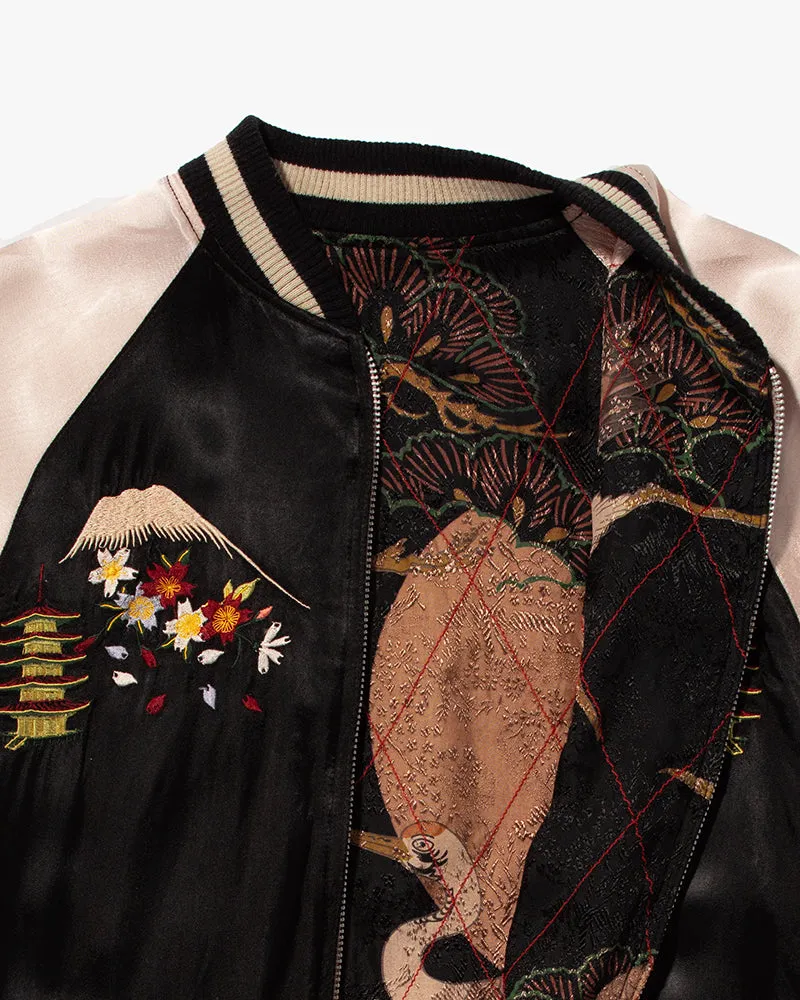 Japanese Repro Souvenir Jacket, Reversible, Hanatabi Gakudan, Black, Fuji and Maiko