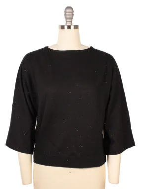 Kinross Sequin Easy Crop Pullover in Black