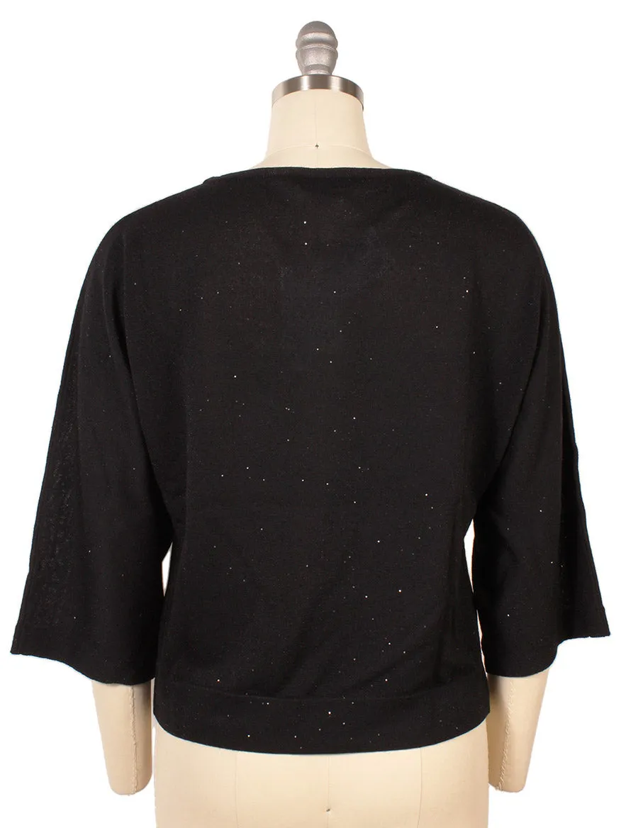 Kinross Sequin Easy Crop Pullover in Black