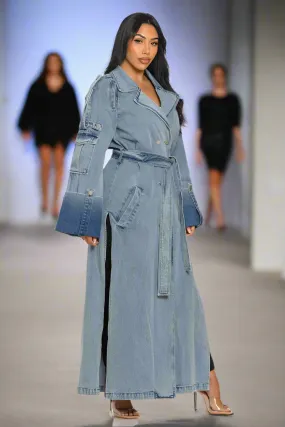 Longline Denim Trench Coat