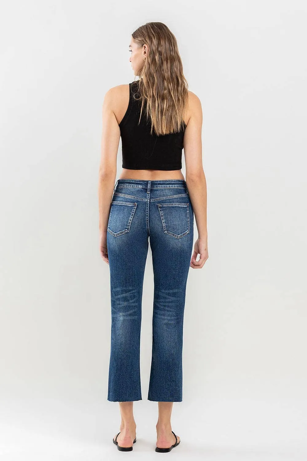 LV1194: Mid-Rise Cropped Straight Jeans-Dark