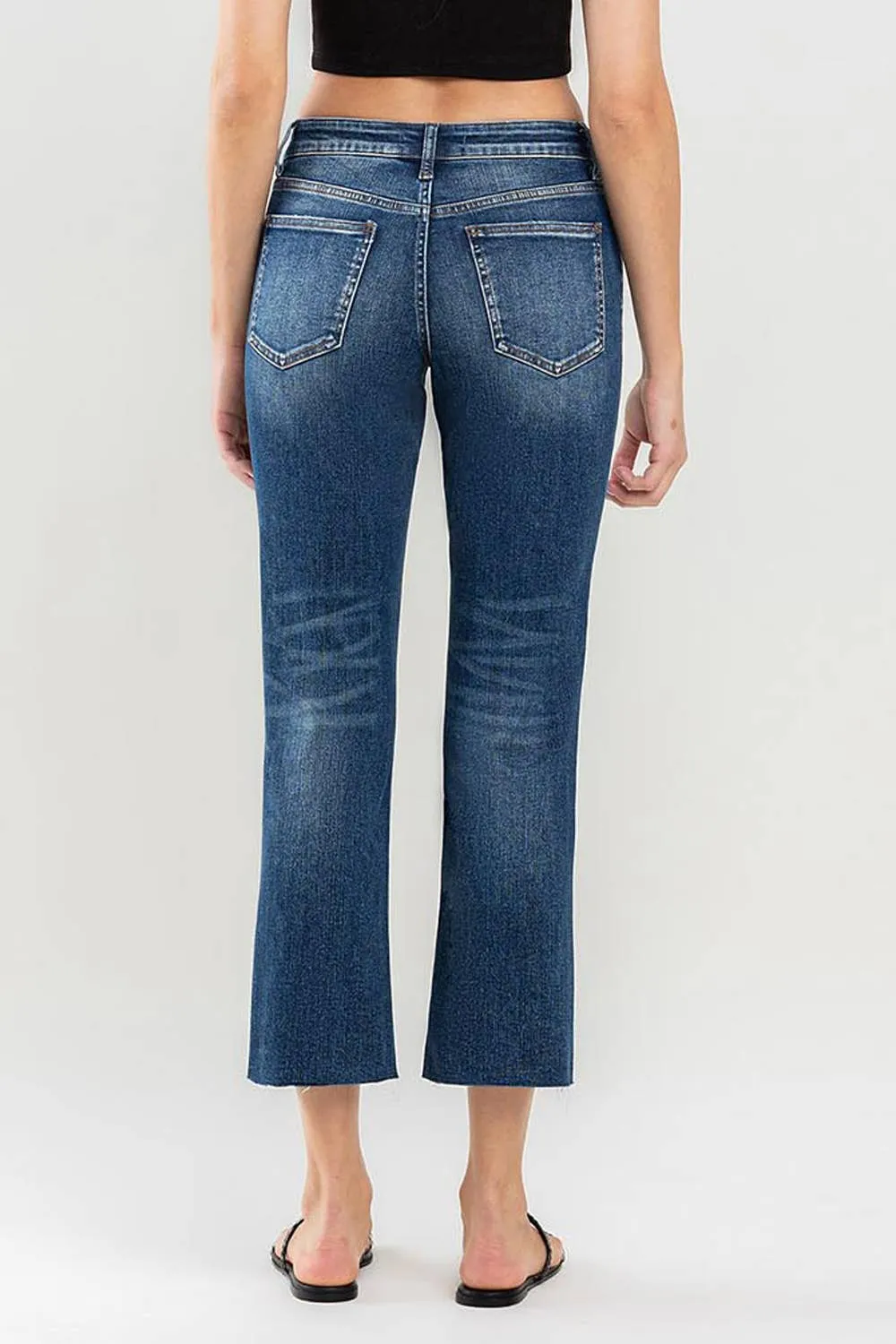 LV1194: Mid-Rise Cropped Straight Jeans-Dark