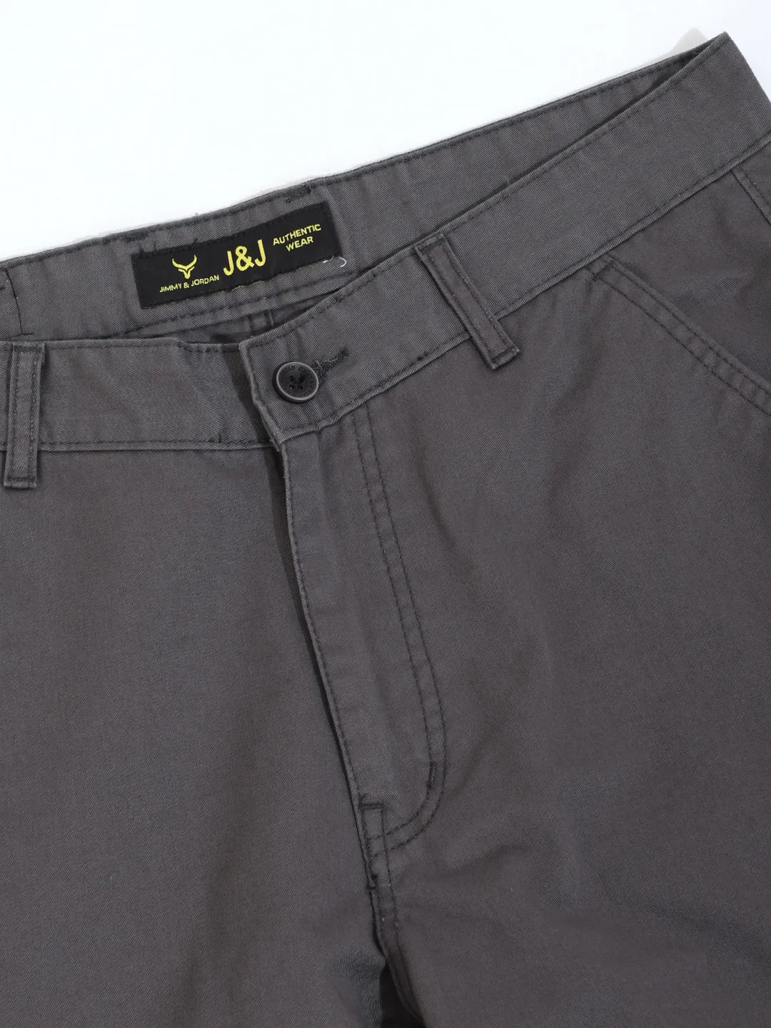Medium Grey Peach Finish Cotton 8 Pocket Open Bottom Cargo