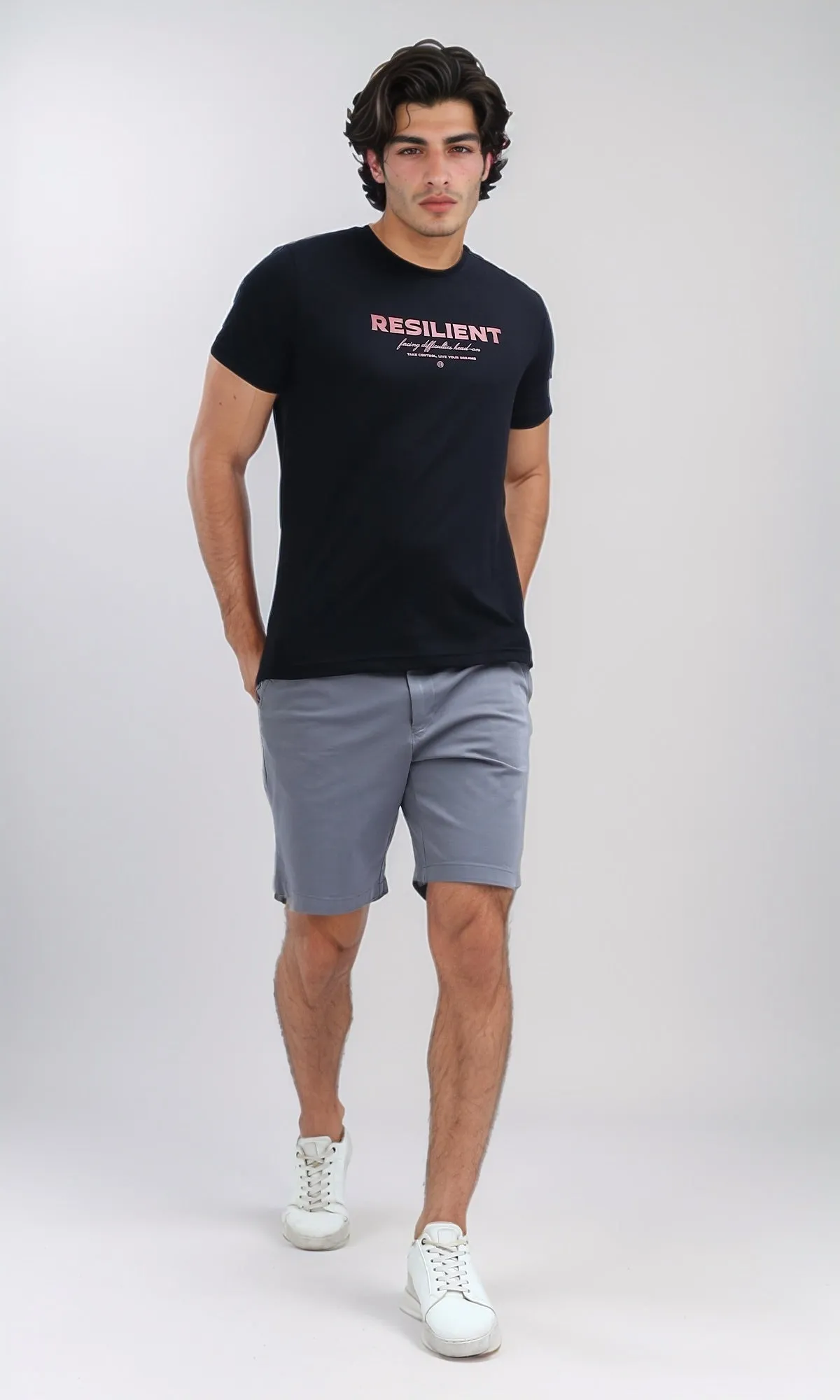 O178953 Round Neck Printed Black Casual Tee