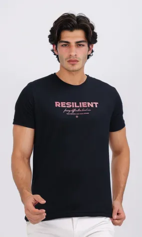 O178953 Round Neck Printed Black Casual Tee