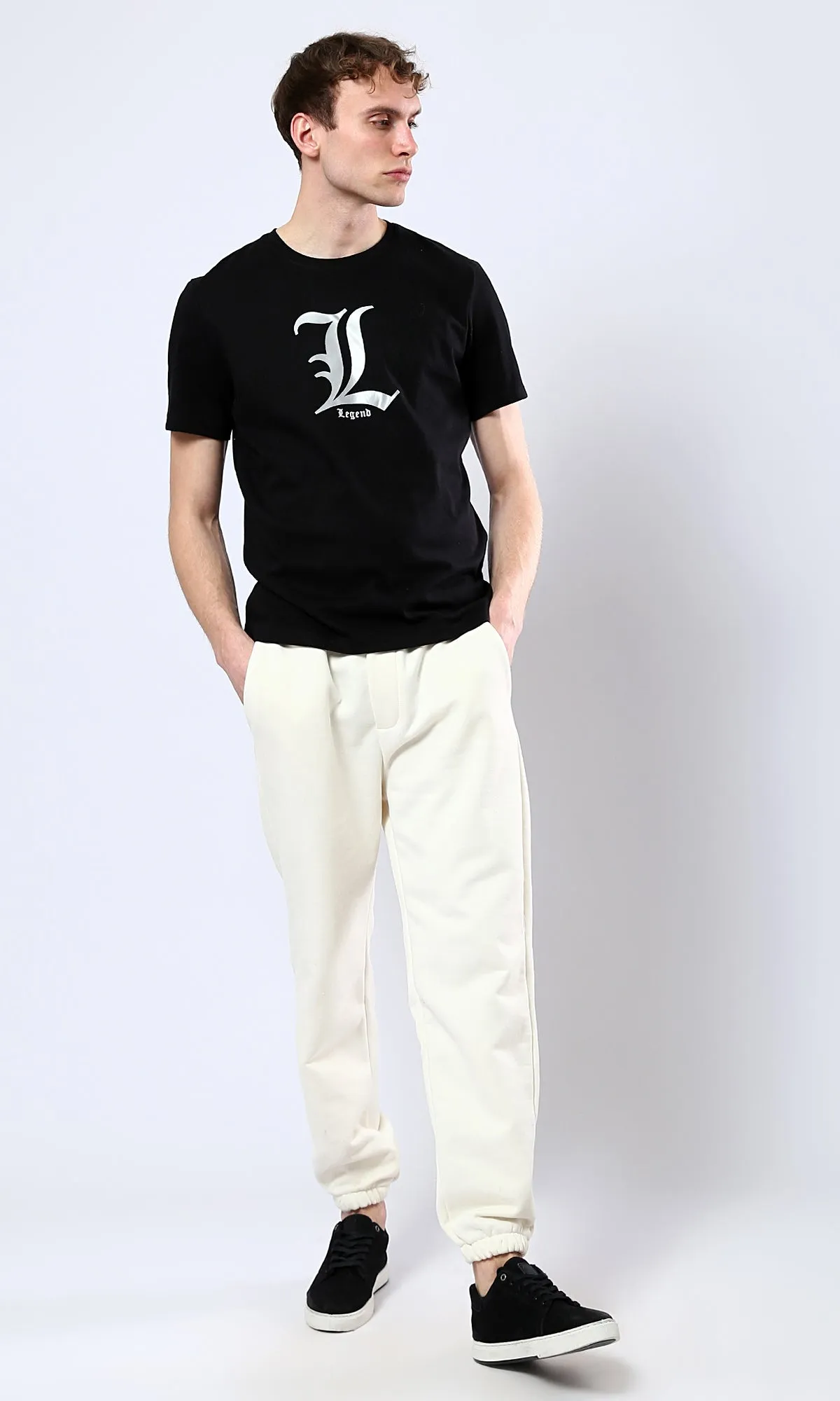 O178956 Printed "Legend" Short Sleeves Tee - Black
