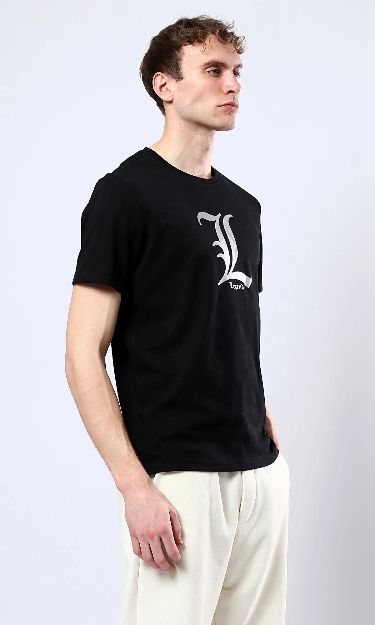 O178956 Printed "Legend" Short Sleeves Tee - Black