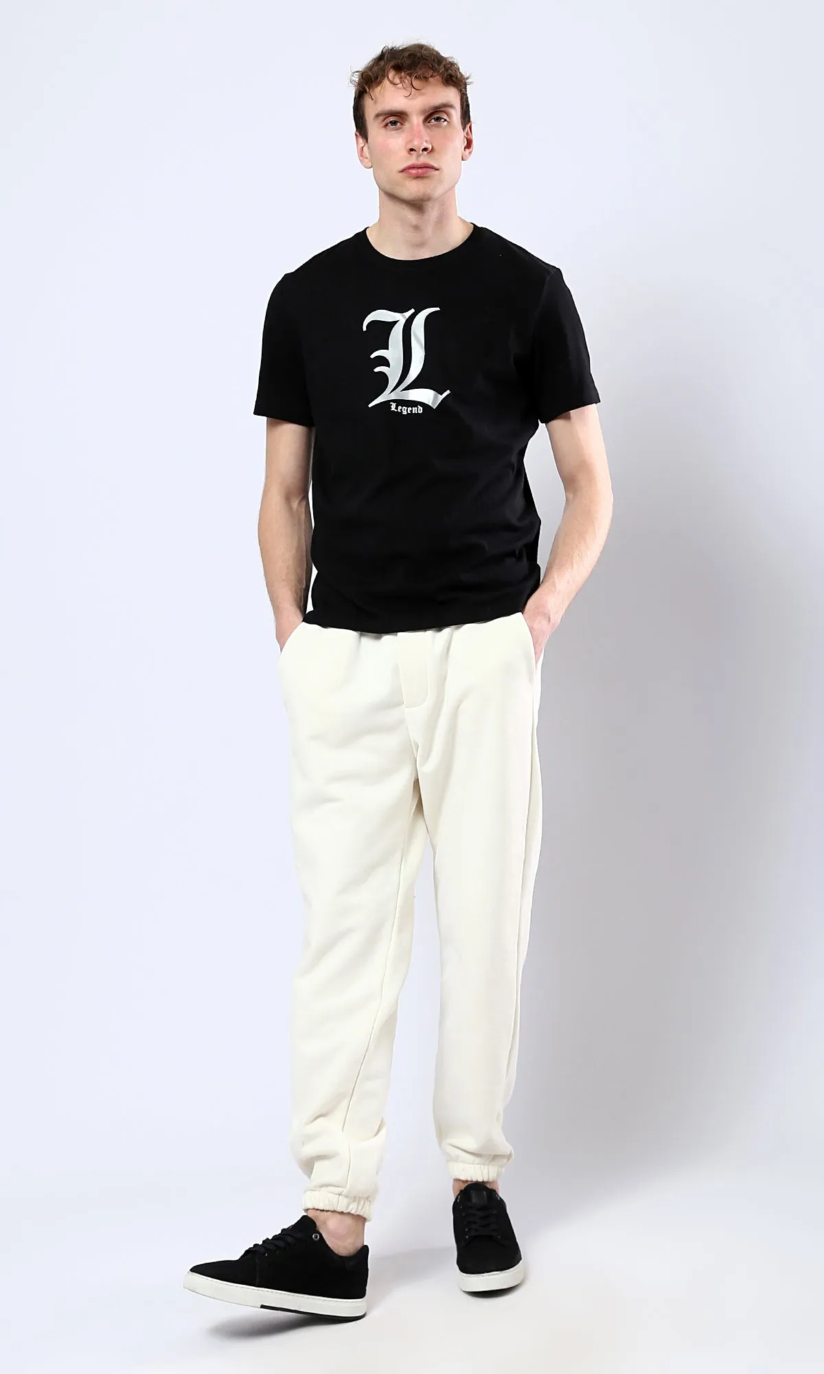 O178956 Printed "Legend" Short Sleeves Tee - Black