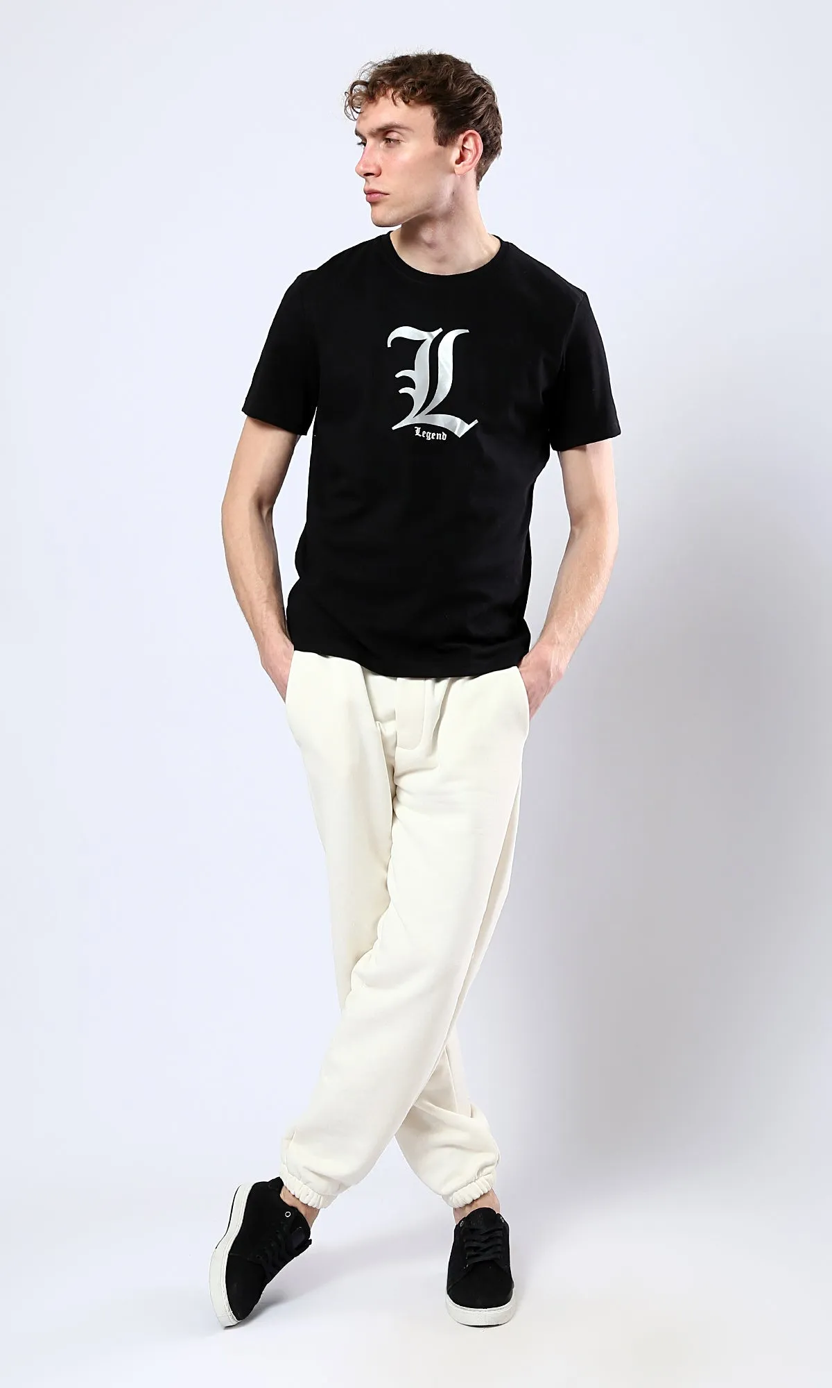 O178956 Printed "Legend" Short Sleeves Tee - Black