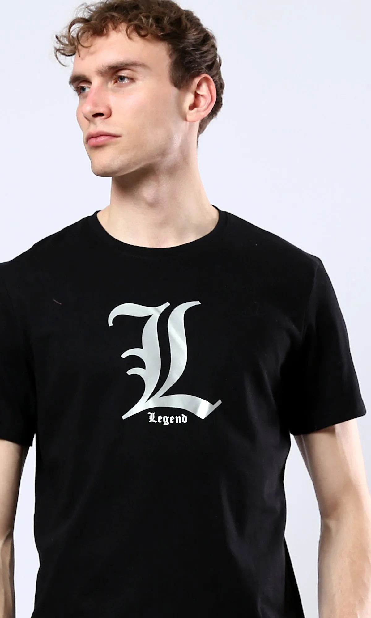 O178956 Printed "Legend" Short Sleeves Tee - Black