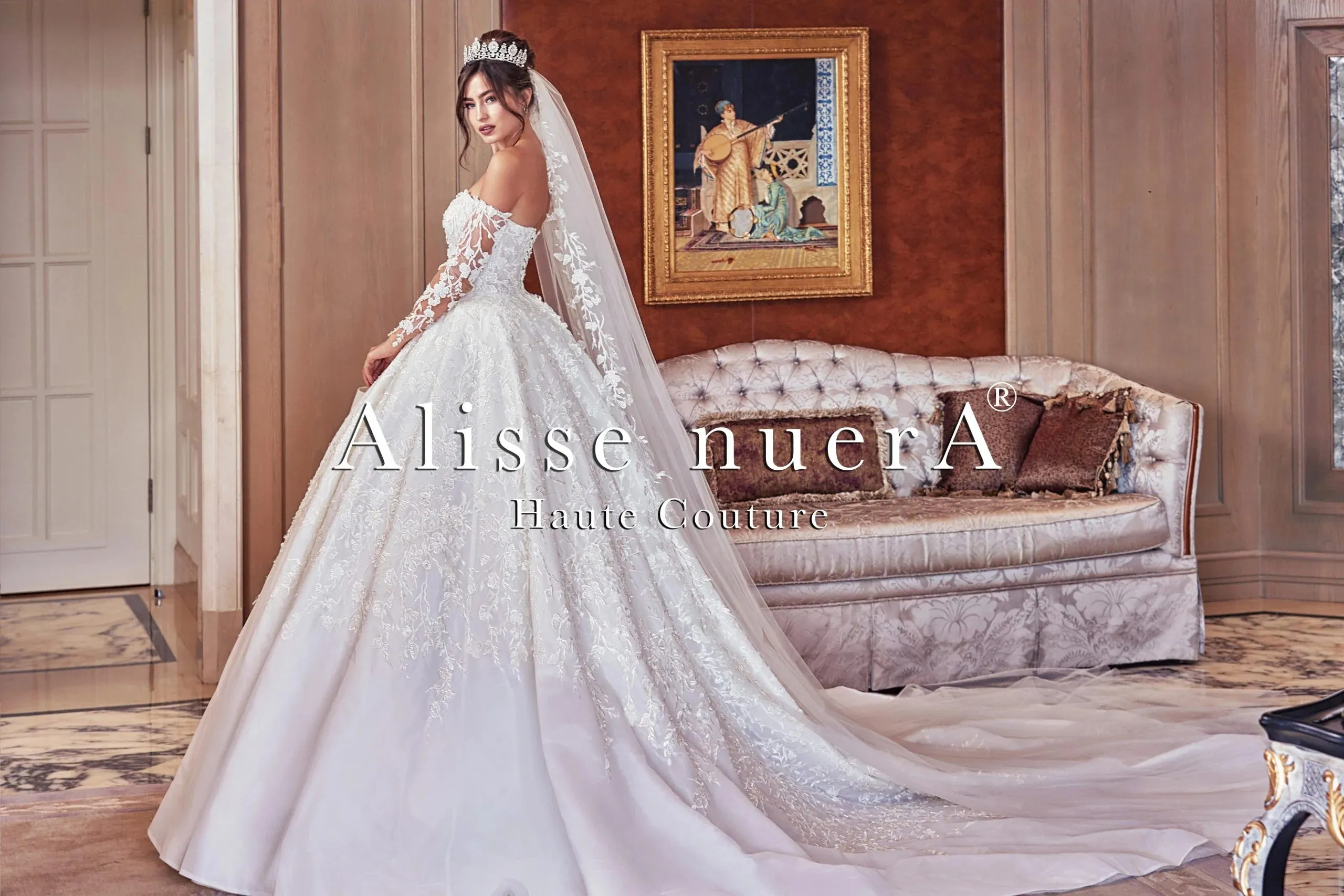 Off Shoulder Long Sleeve Romantic Wedding Dress with Princess Silhouette