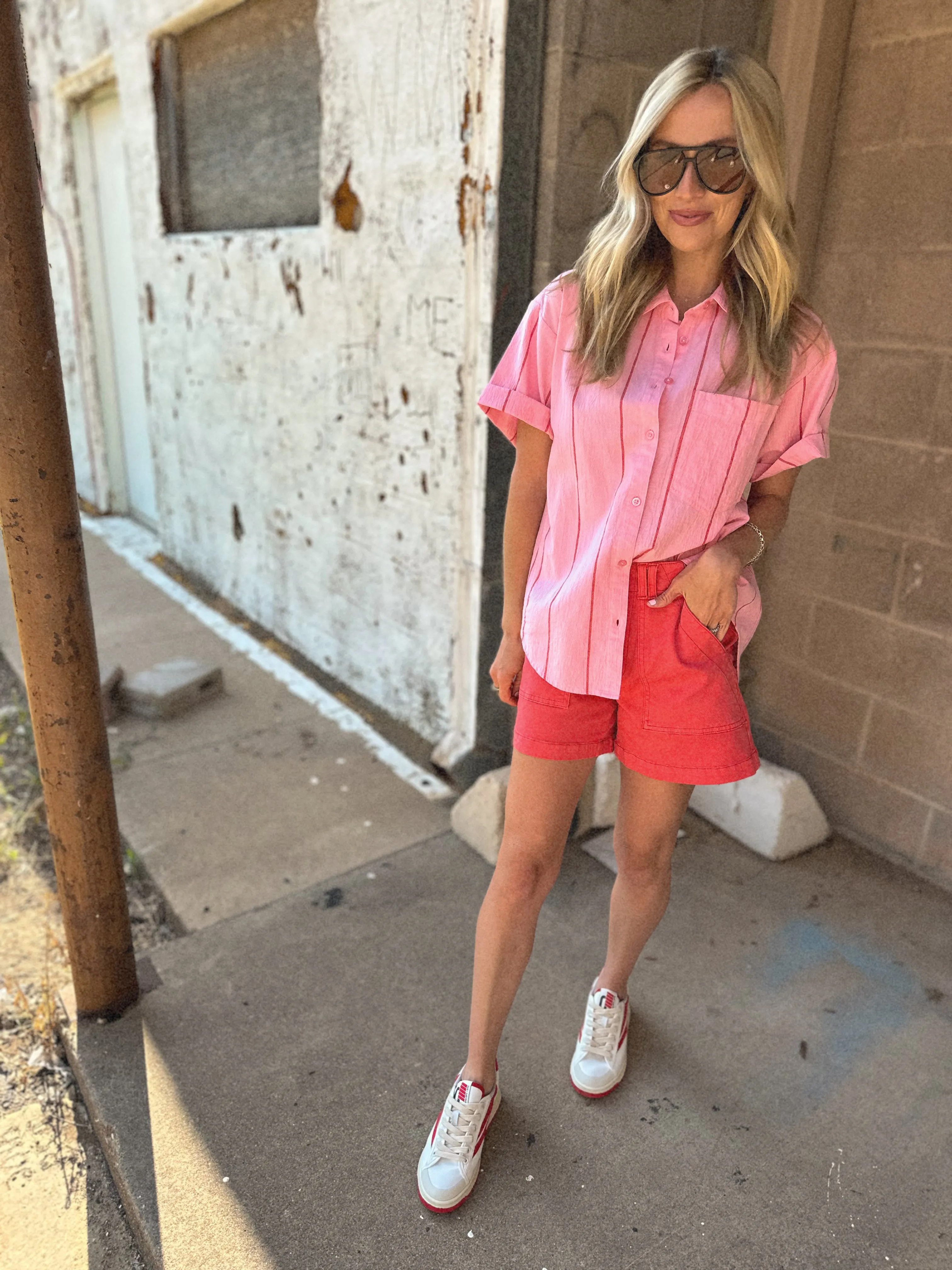 PISTOLA | Marissa High Rise Utility Shorts - Cherry | FINAL SALE