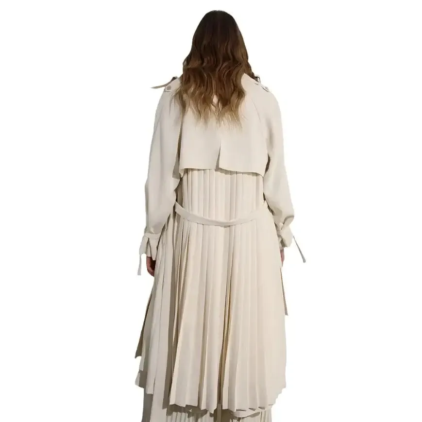 Pleated Trench Coat - Cream