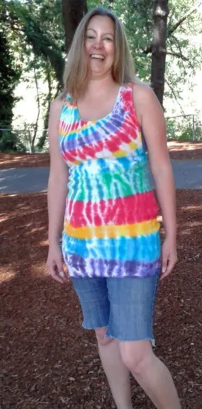 "Rainbow stripes" Tye dye Women's tank top