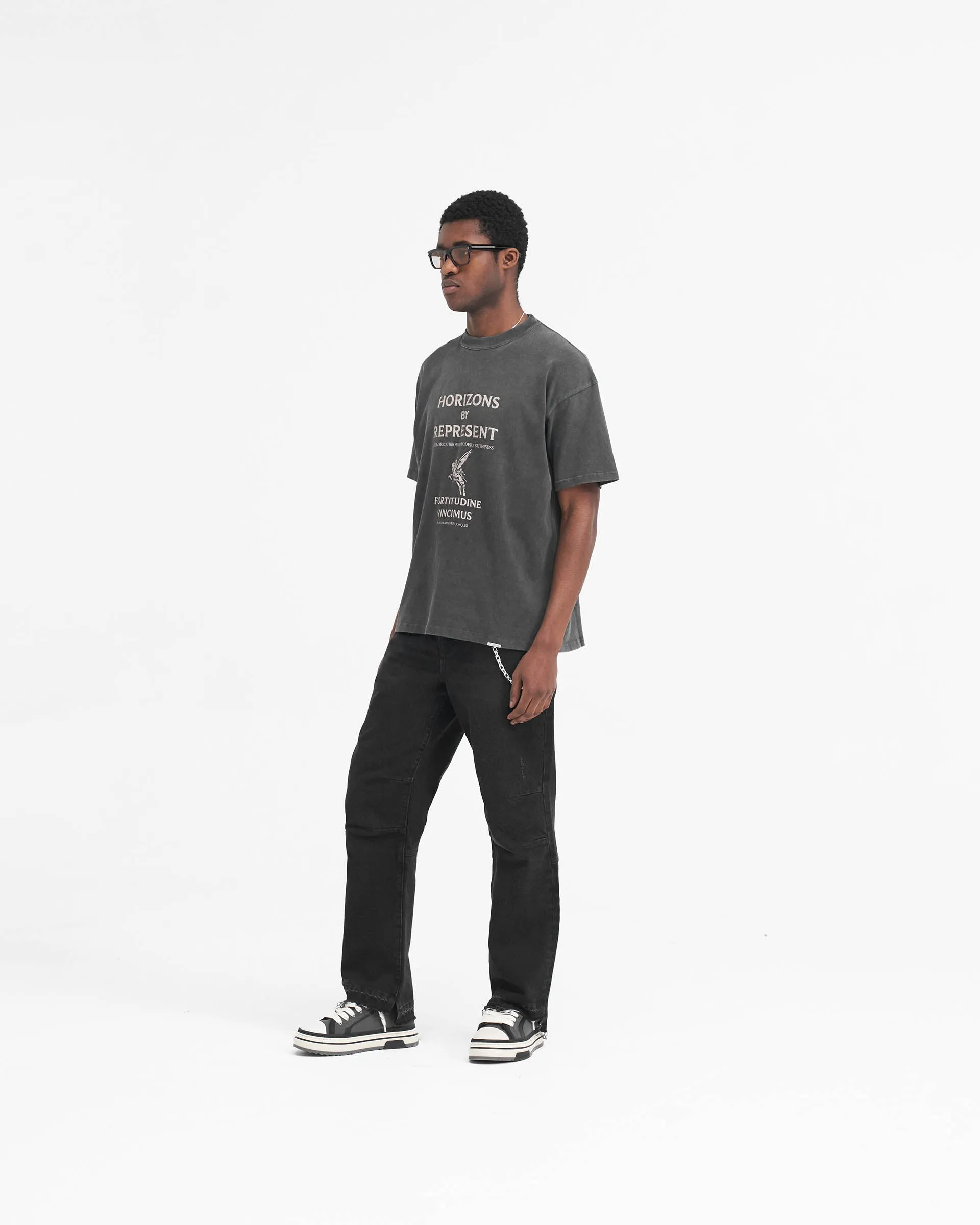 Off Black R2 Stepped Hem Denim: Modernized Classic Jeans for a Contemporary Look
