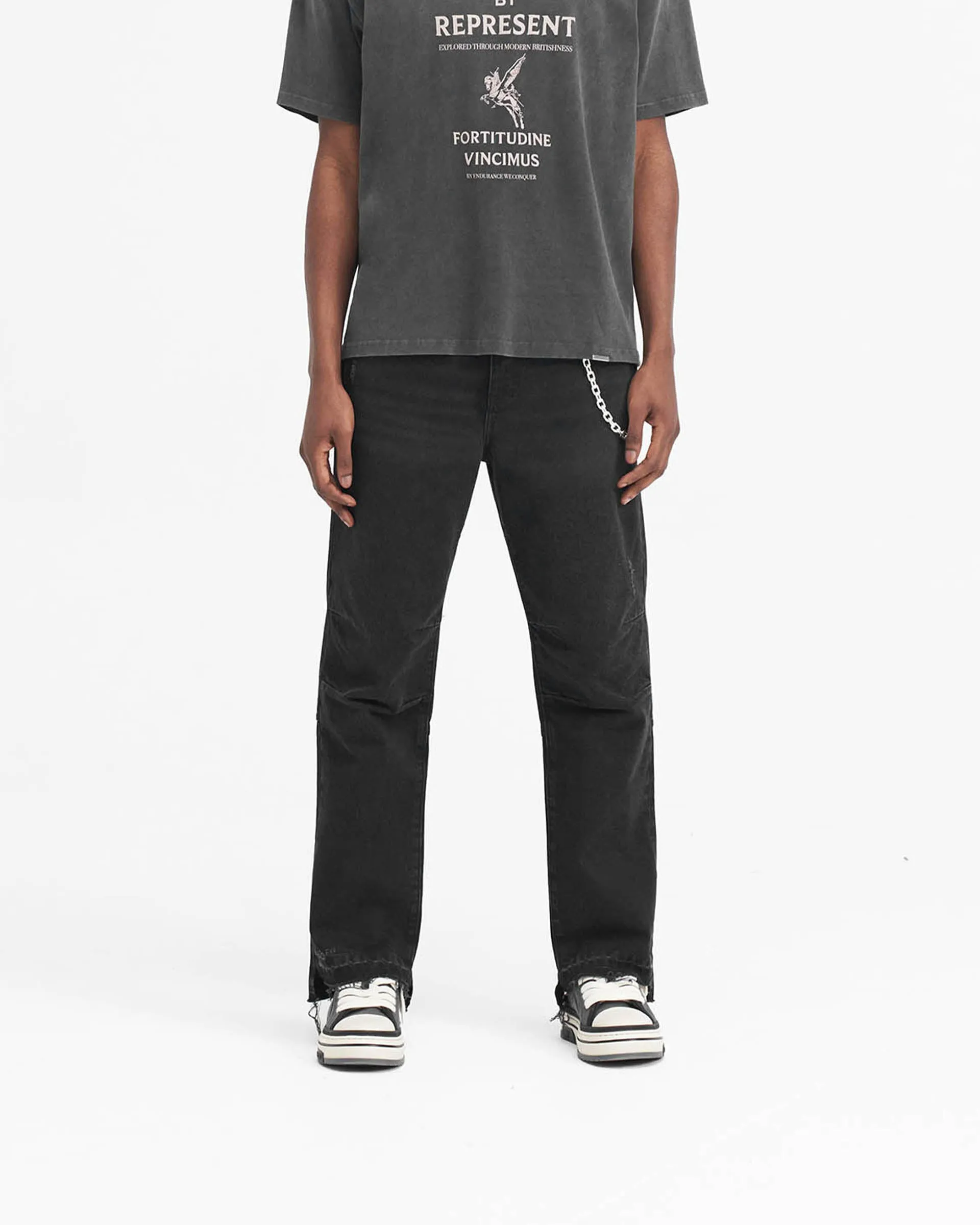Off Black R2 Stepped Hem Denim: Modernized Classic Jeans for a Contemporary Look