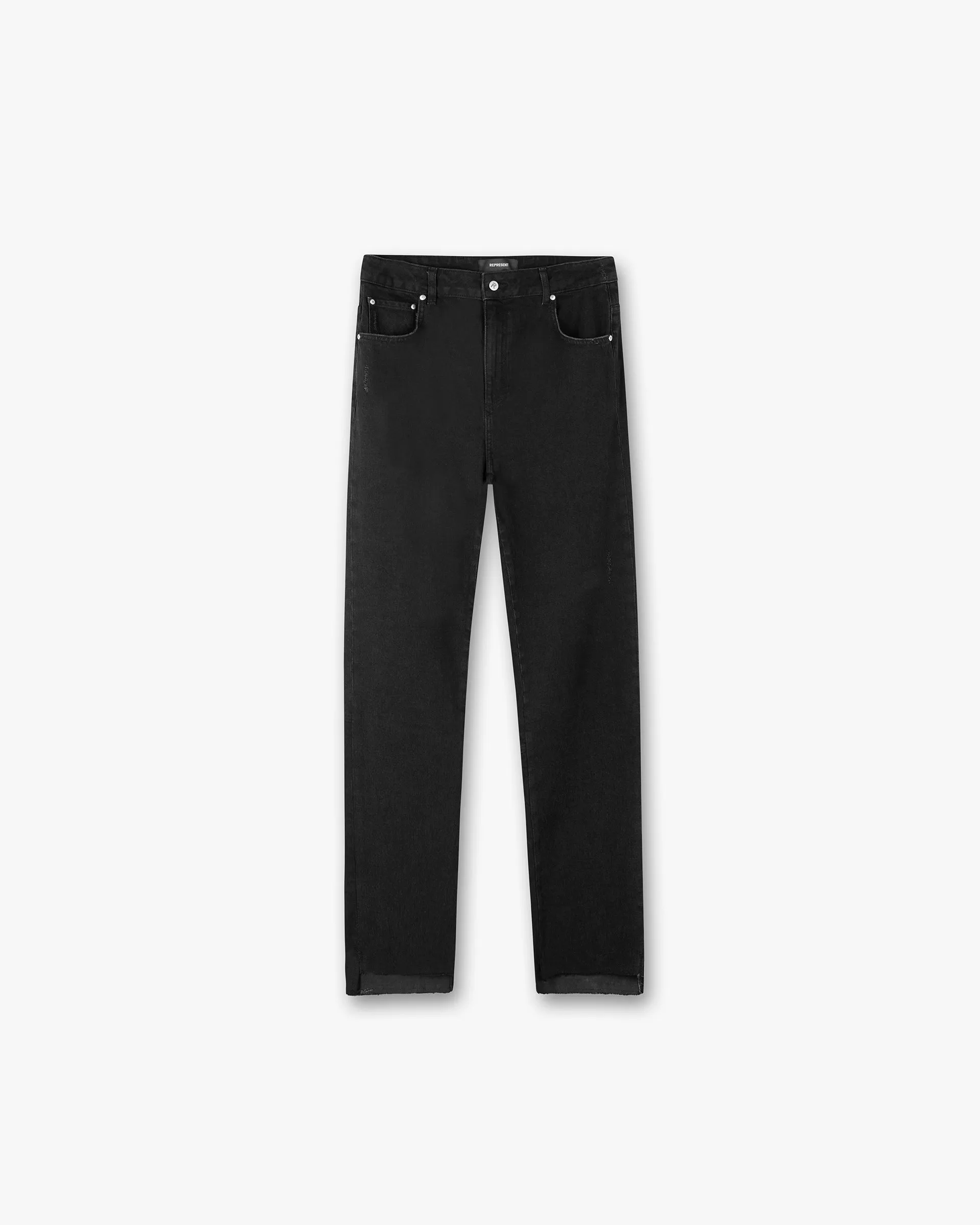 Off Black R2 Stepped Hem Denim: Modernized Classic Jeans for a Contemporary Look