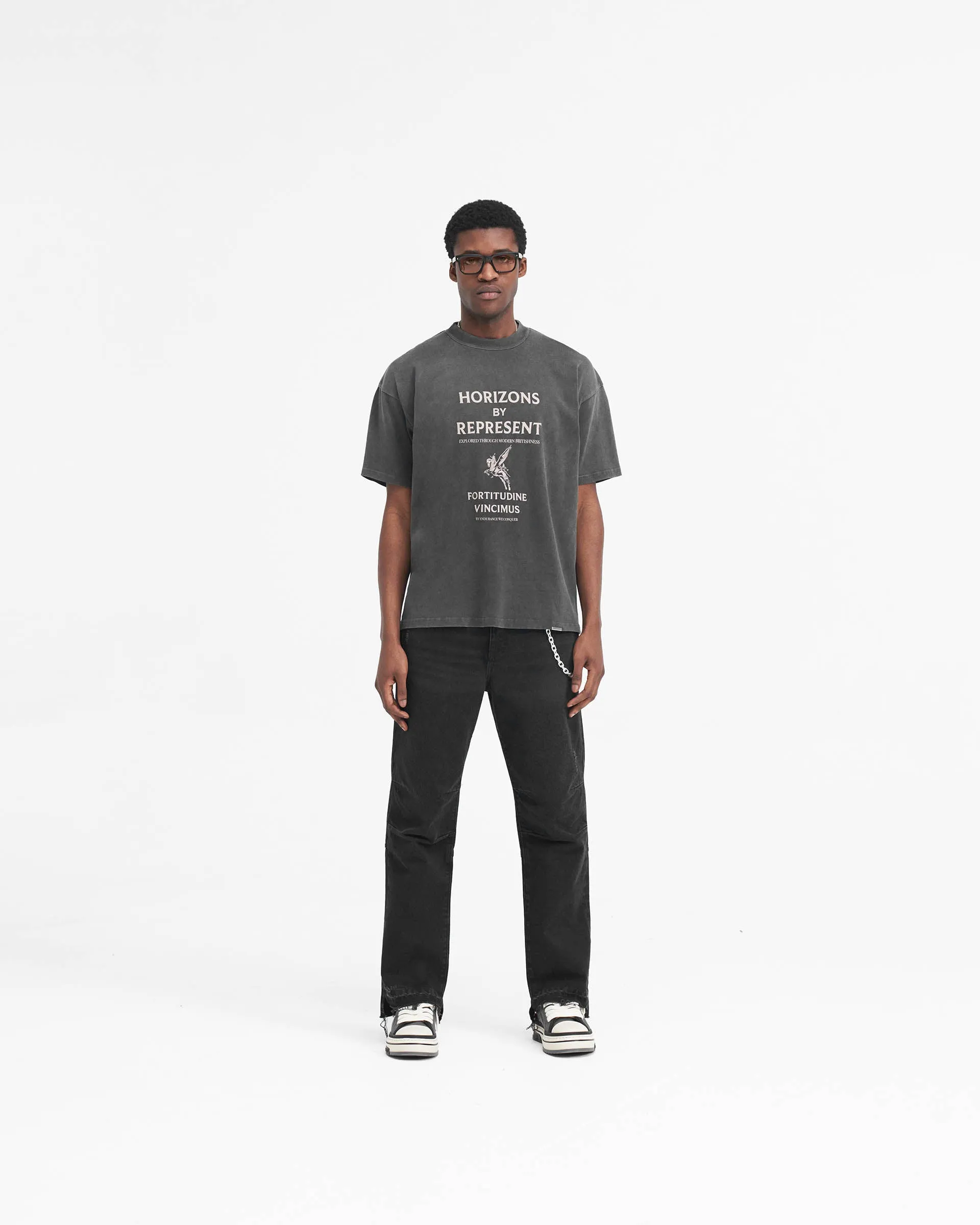 Off Black R2 Stepped Hem Denim: Modernized Classic Jeans for a Contemporary Look