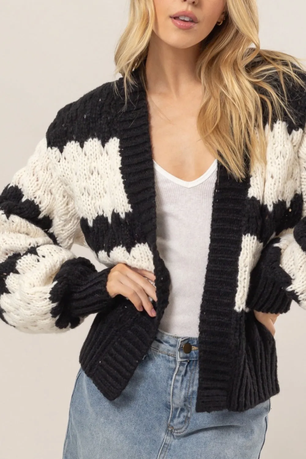Scallop Striped Cardigan