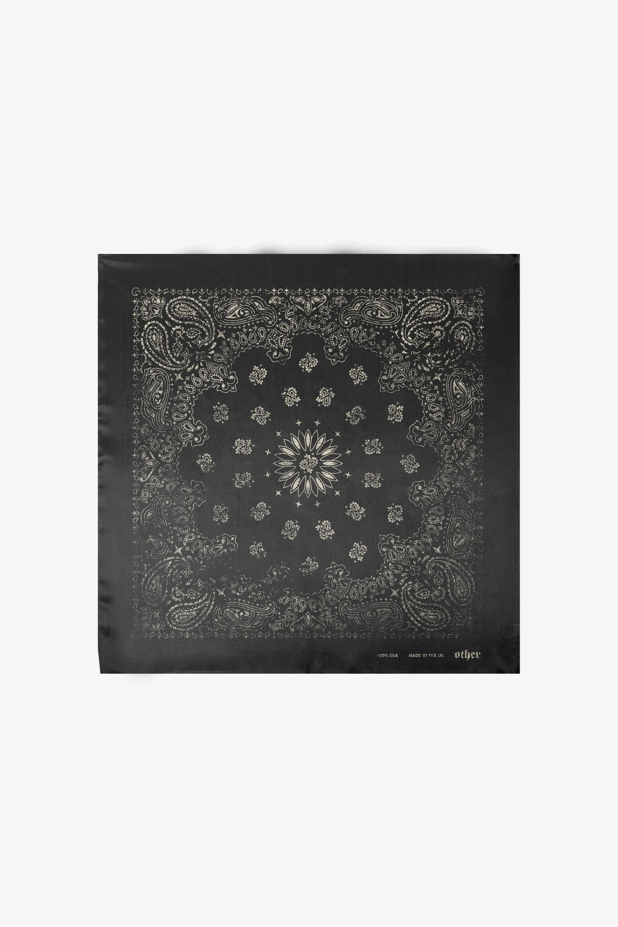 Silk Bandana | Black & White Vintage Paisley