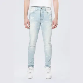 Super Skinny Gun Shot Effect & Lightning Washed Jean - Speckle Blue