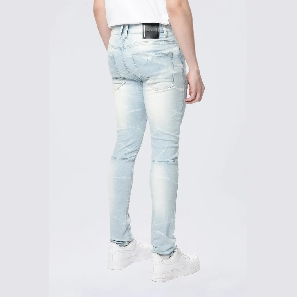 Super Skinny Gun Shot Effect & Lightning Washed Jean - Speckle Blue