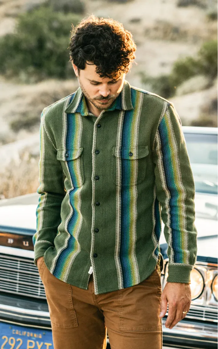The Brace Loose Sleeve Stripe - Baja Green