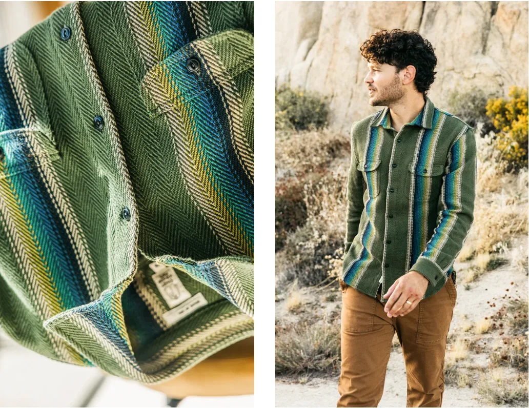 The Brace Loose Sleeve Stripe - Baja Green