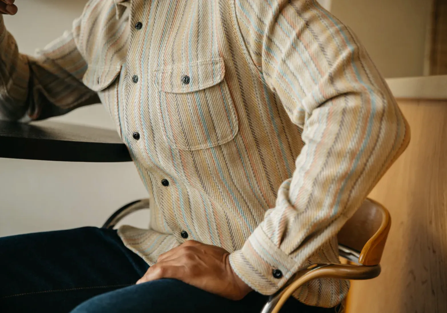 The Brace Loose Sleeve Stripe - Baja Sand