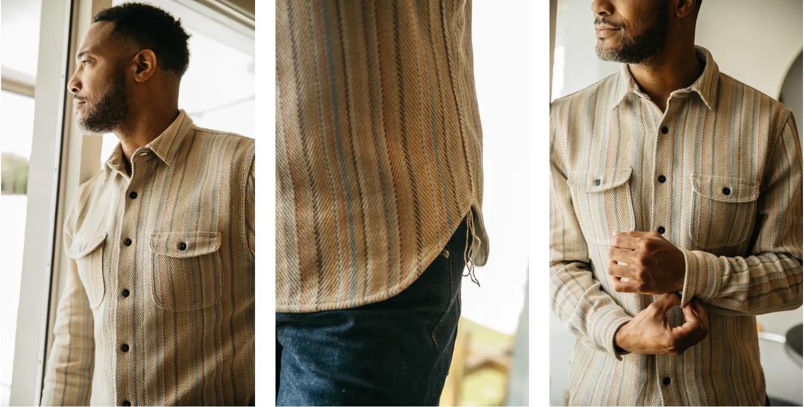 The Brace Loose Sleeve Stripe - Baja Sand