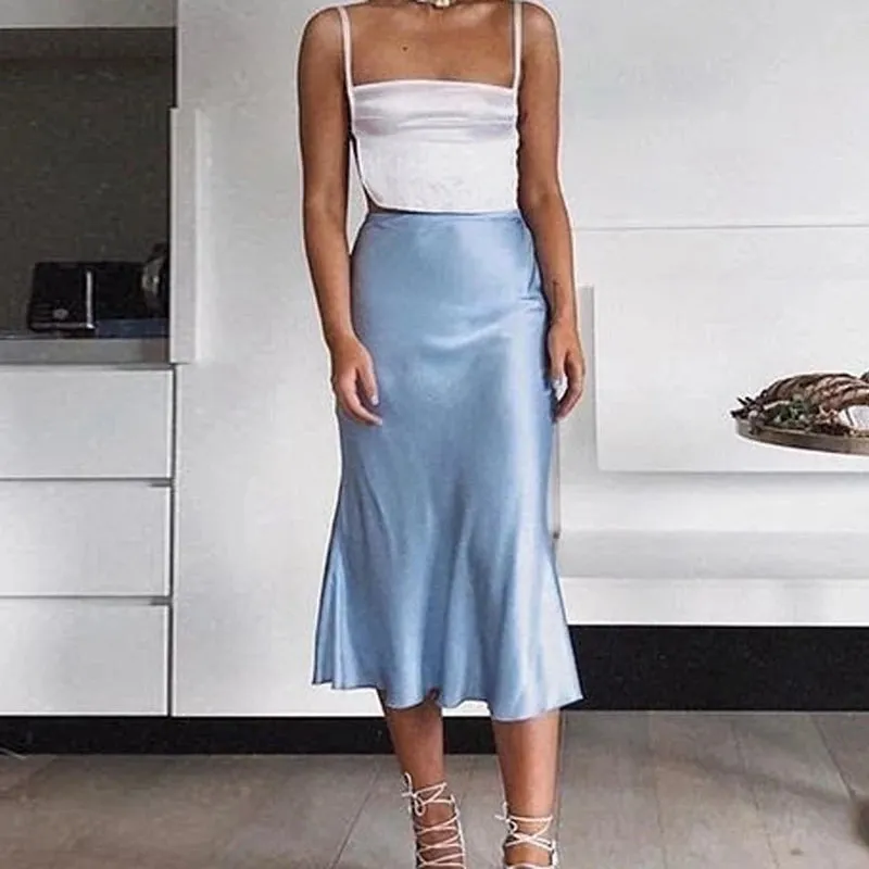 Vevesc Elegant Satin High Waist Mini Skirts Women Chic Office Lady A-line Skirt Fashion Streetwear Summer Casual Silky Skirts Outfits