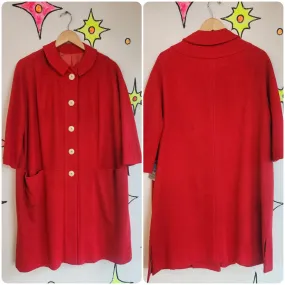 Vintage 50s 60s | Red Wool Pinup Old Hollywood Heavy Winter Coat
