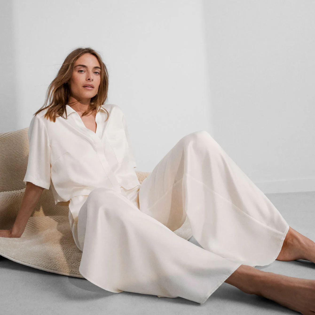 Washable Silk High Rise Pant Set
