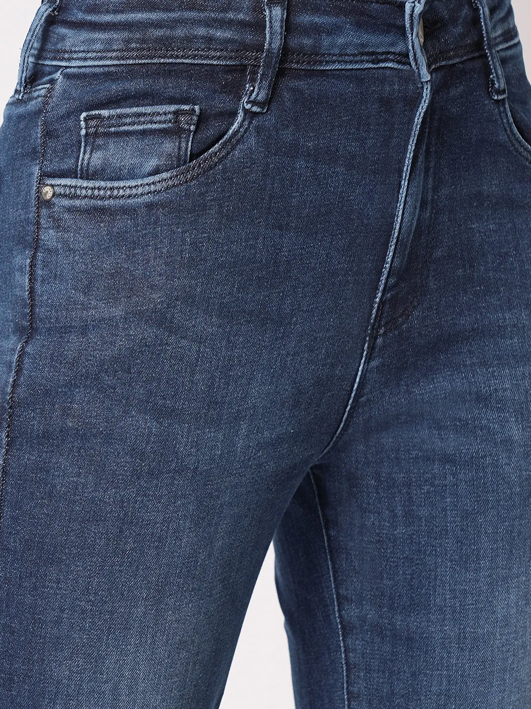 Women Blue High-Rise Slim Straight Fit Jeans
