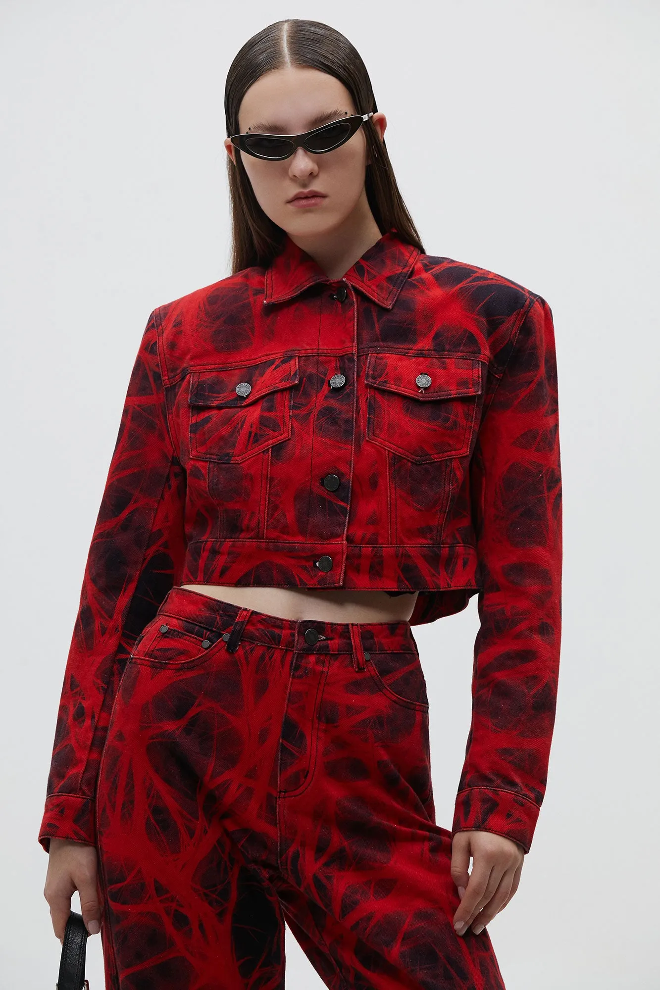 X-Ray Print Wide-Leg Jeans