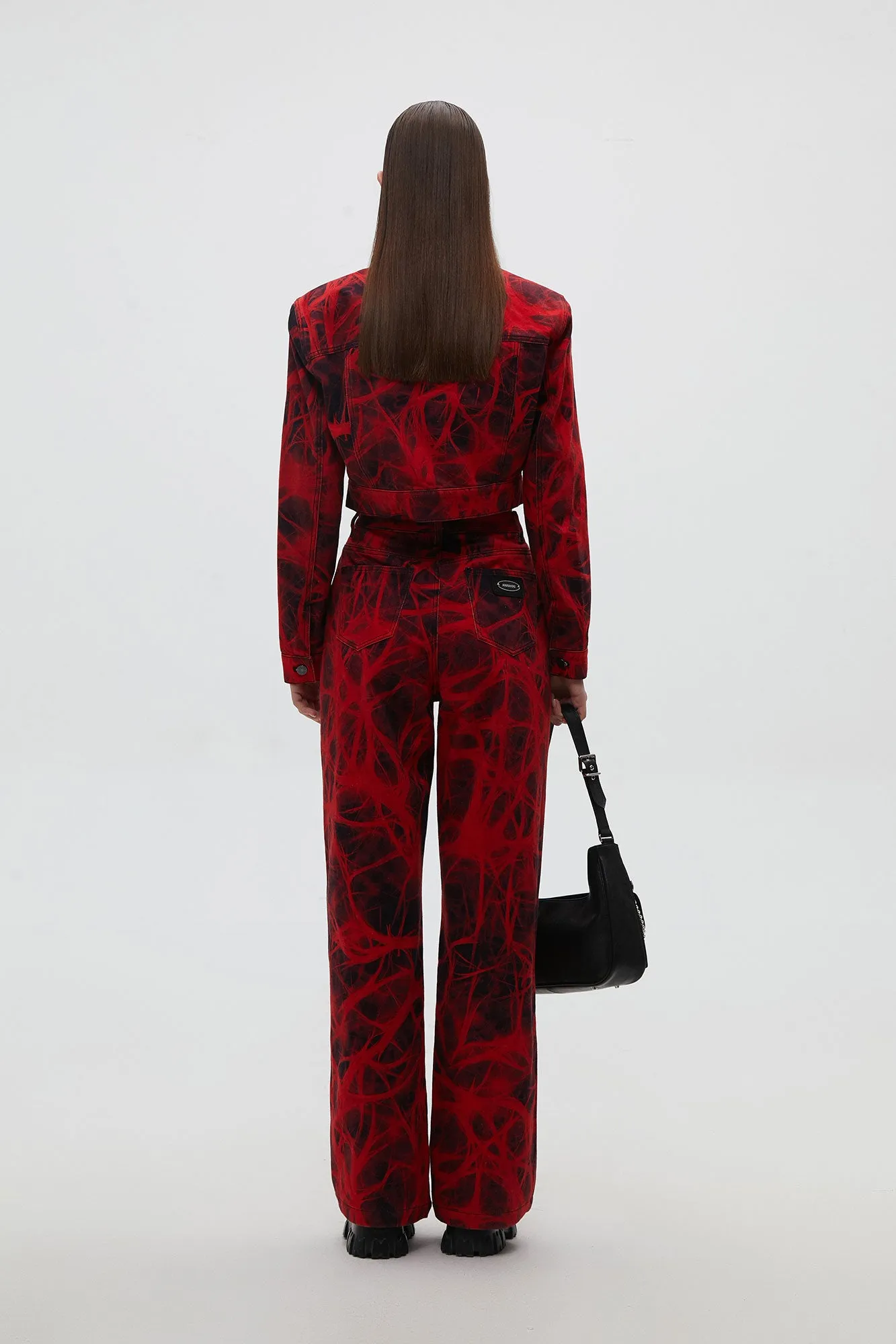 X-Ray Print Wide-Leg Jeans